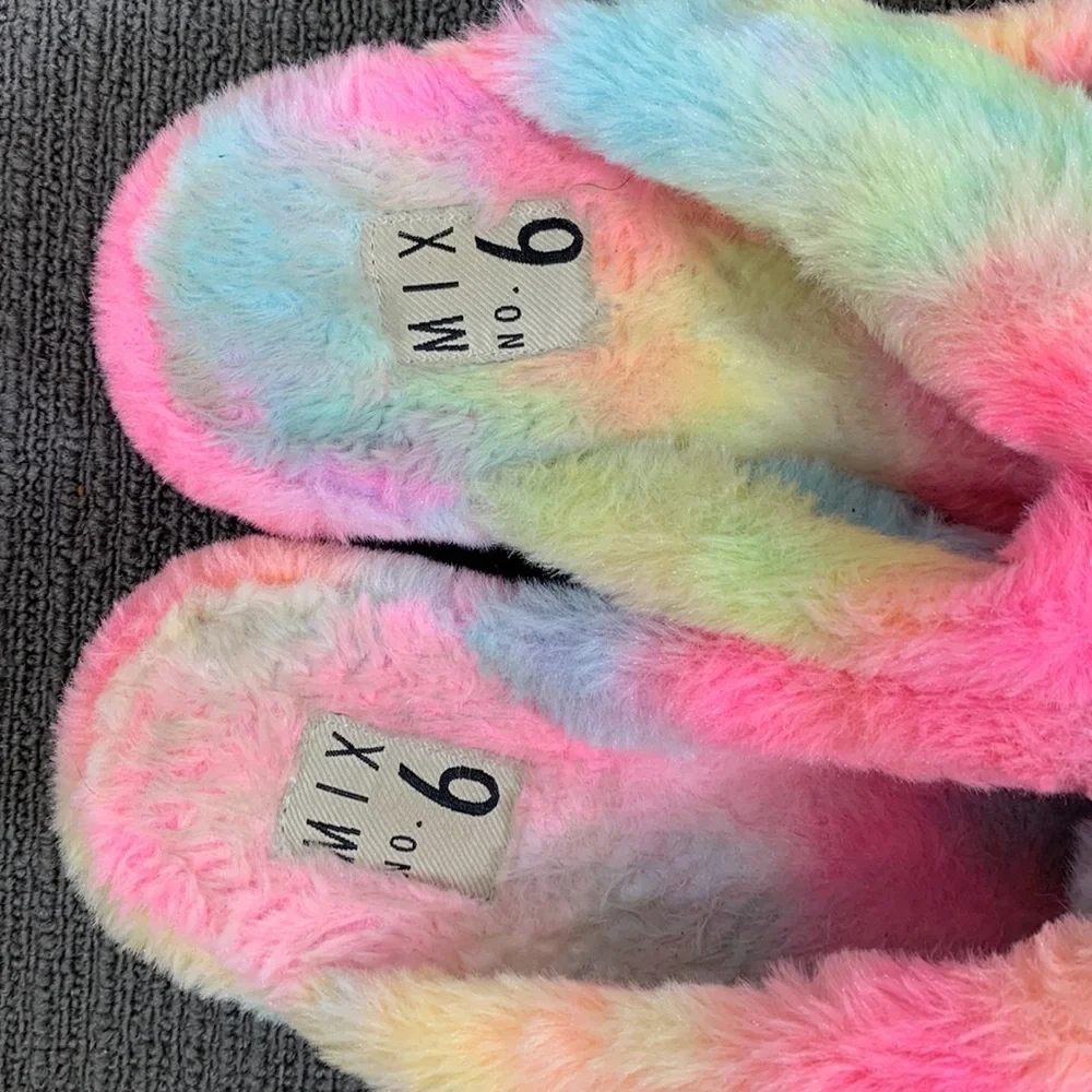 Mix No. 6 Platform Slipper Sandals Womens Size 9 Tie Dye Fuzzy Amatta Slides - Picture 9 of 13